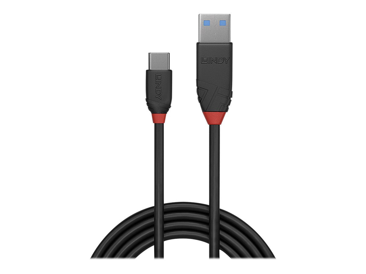 LINDY 0,5m USB 3.1 Typ A an C Kabel 3A Black Line - Vorderansicht