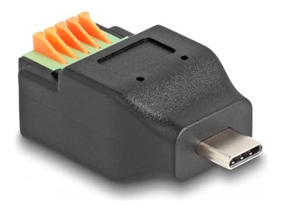 DELOCK USB Type-C 2.0 Stecker zu Terminalblock Adapter mit Drucktaster - Vorderansicht