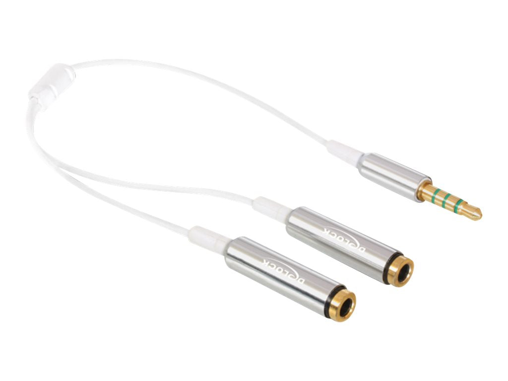 DELOCK Adapterkabel Klinke 1 x St > 2 x Bu weiss 4 Pin 25cm - Vorderansicht