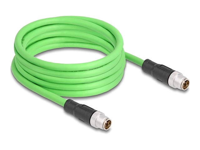 DELOCK M12 Kabel X-kodiert 8 Pin Stecker zu Stecker PUR TPU 5m - Vorderansicht