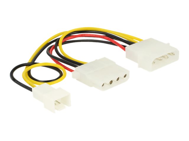 DELOCK Kabel Power Molex 4 Pin St > 1x Molex 4 Pin Bu+ 1x 3 Pin St Lüfter - Vorderansicht
