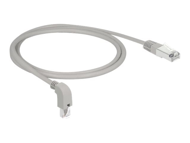 DELOCK Netzwerkkabel RJ45 Cat.6A S/FTP unten gewinkelt/gerade 1m - Vorderansicht