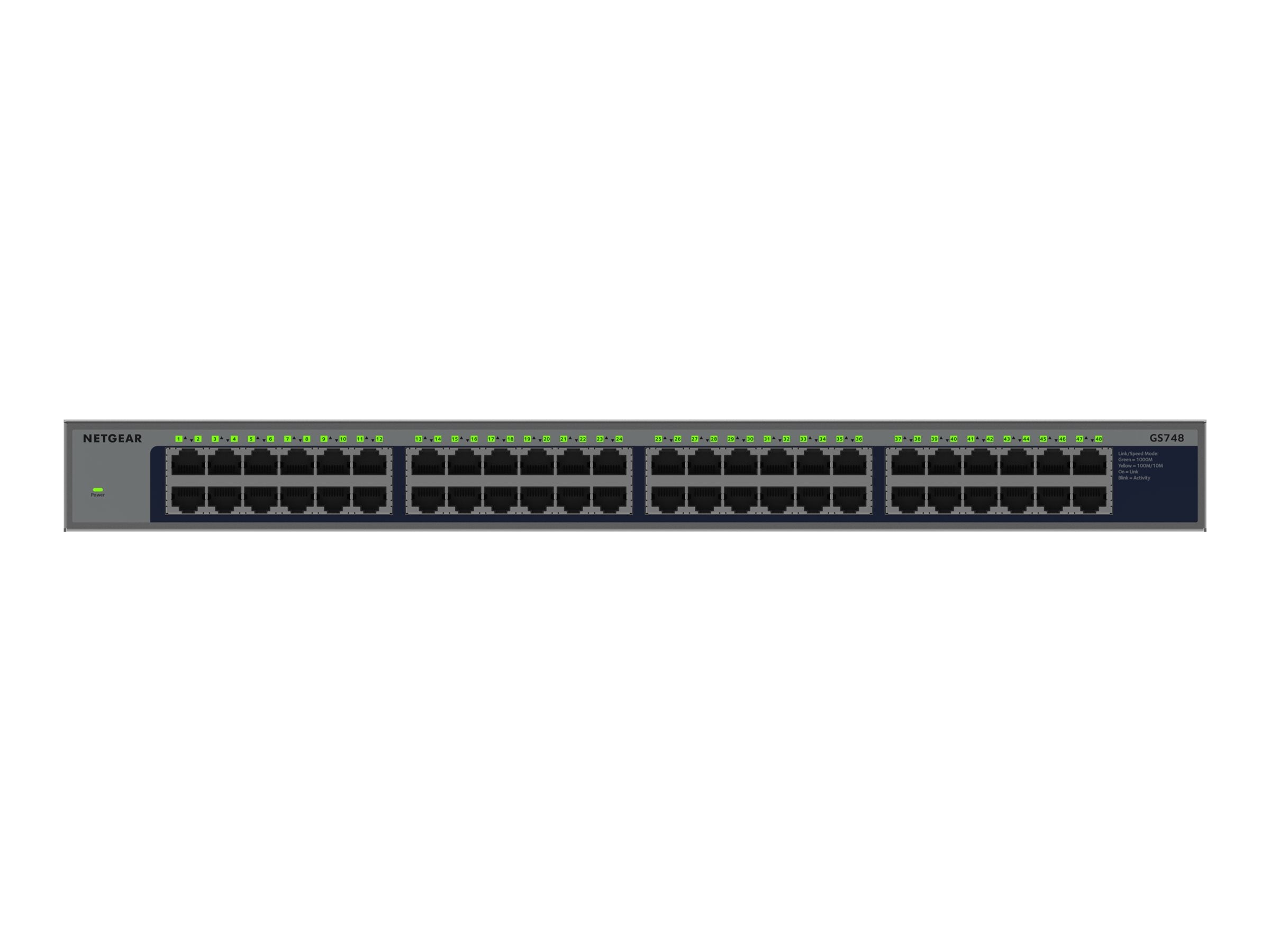 NETGEAR GS748 48PT GIGE UNMANAGED RACKMOUNT SWITCH Vorderansicht
