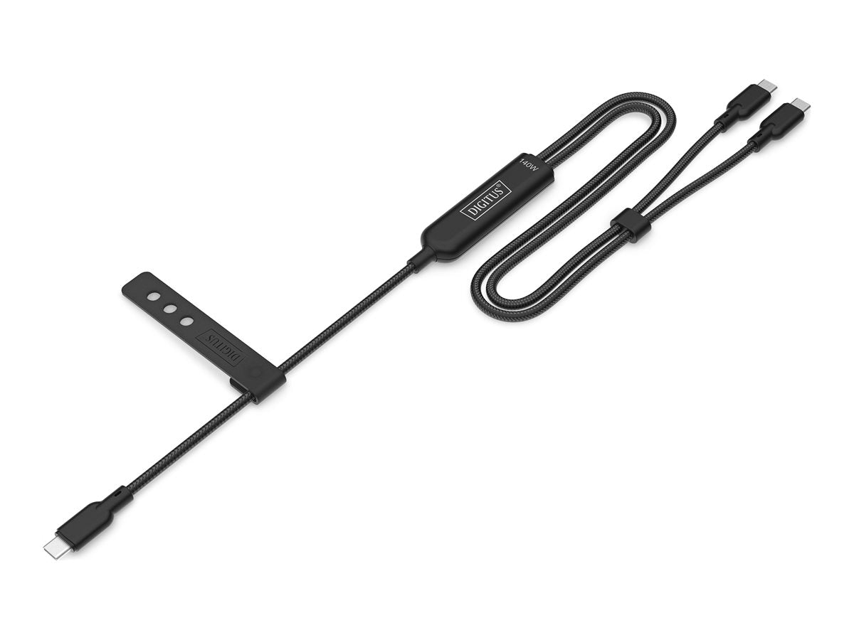 DIGITUS USB-C 2in1 Ladekabel 140W 1.8m Vorderansicht