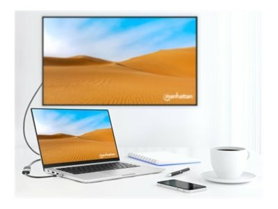 MANHATTAN 4K60Hz USB-C auf HDMI-Adapter USB 3.2 Typ C-Stecker auf HDMI-Buchse aktiver Konverter Aluminium Space Grau