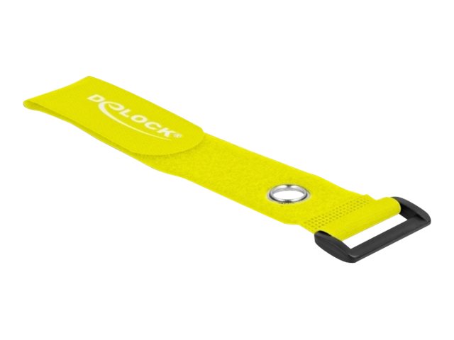 DELOCK Klett-Kabelbinder mit Schlaufe und Befestigungsöse L 280 x B 38mm gelb 3 Stück