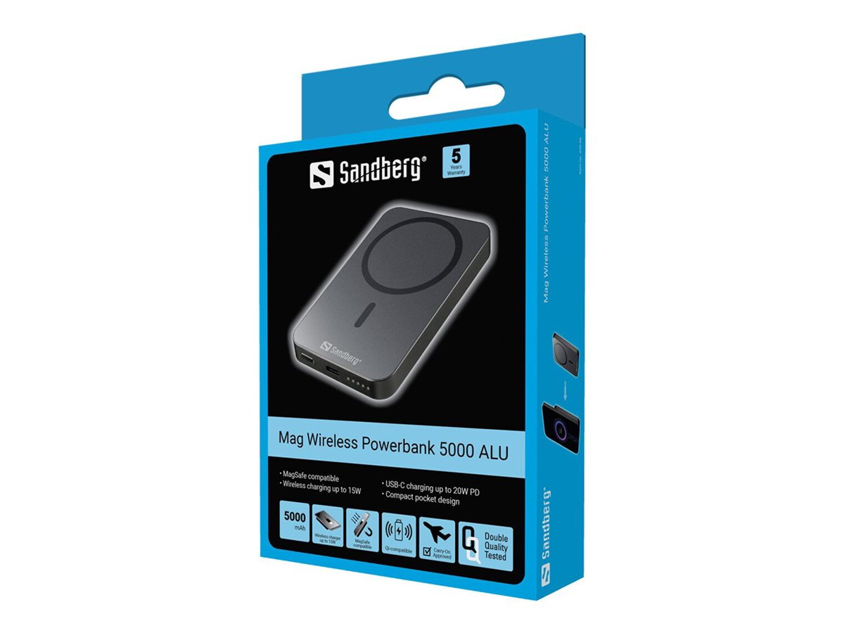 SANDBERG Mag Wireless Powerbank 5000 ALU Verpackung