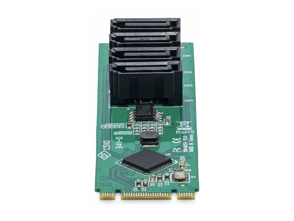 STARTECH.COM 4-Port M.2 NVMe zu SATA Adapterkarte M.2 PCIe 3.0 auf SATA HDD/SSD Adapter M2 auf SATA fur Windows/macOS/Linux