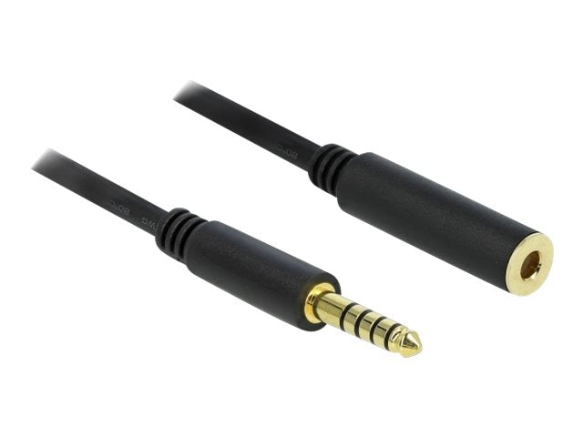 DELOCK Verlängerungskabel Klinke 4,4 mm 5 Pin Stecker zu Buchse 2 m schwarz - Vorderansicht
