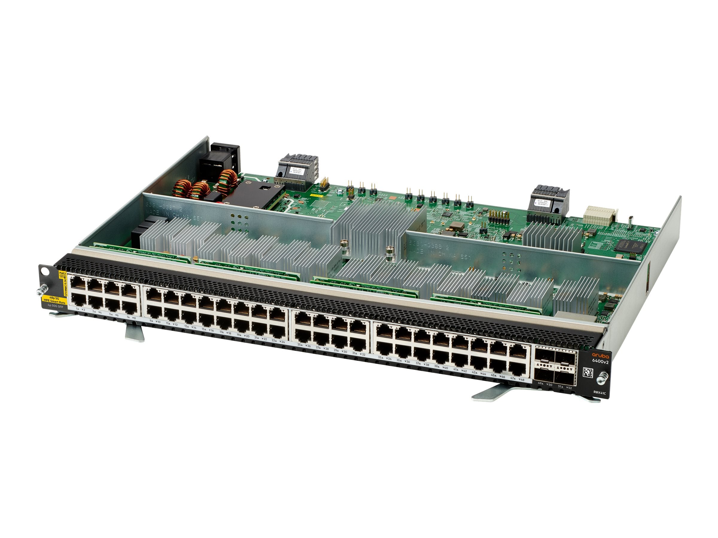 Vorderansicht des ARUBA HPE Aruba 6400 v2 Moduls 48 Port HPE Smart Rate 1/2.5/5GbE Class 6 PoE