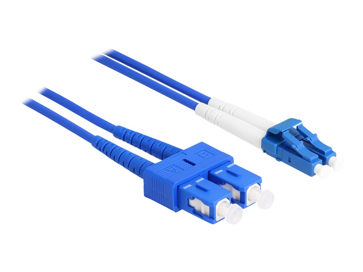 DELOCK LWL Kabel mit Metallarmierung LC Duplex zu SC Duplex Singlemode OS2 1m - Vorderansicht