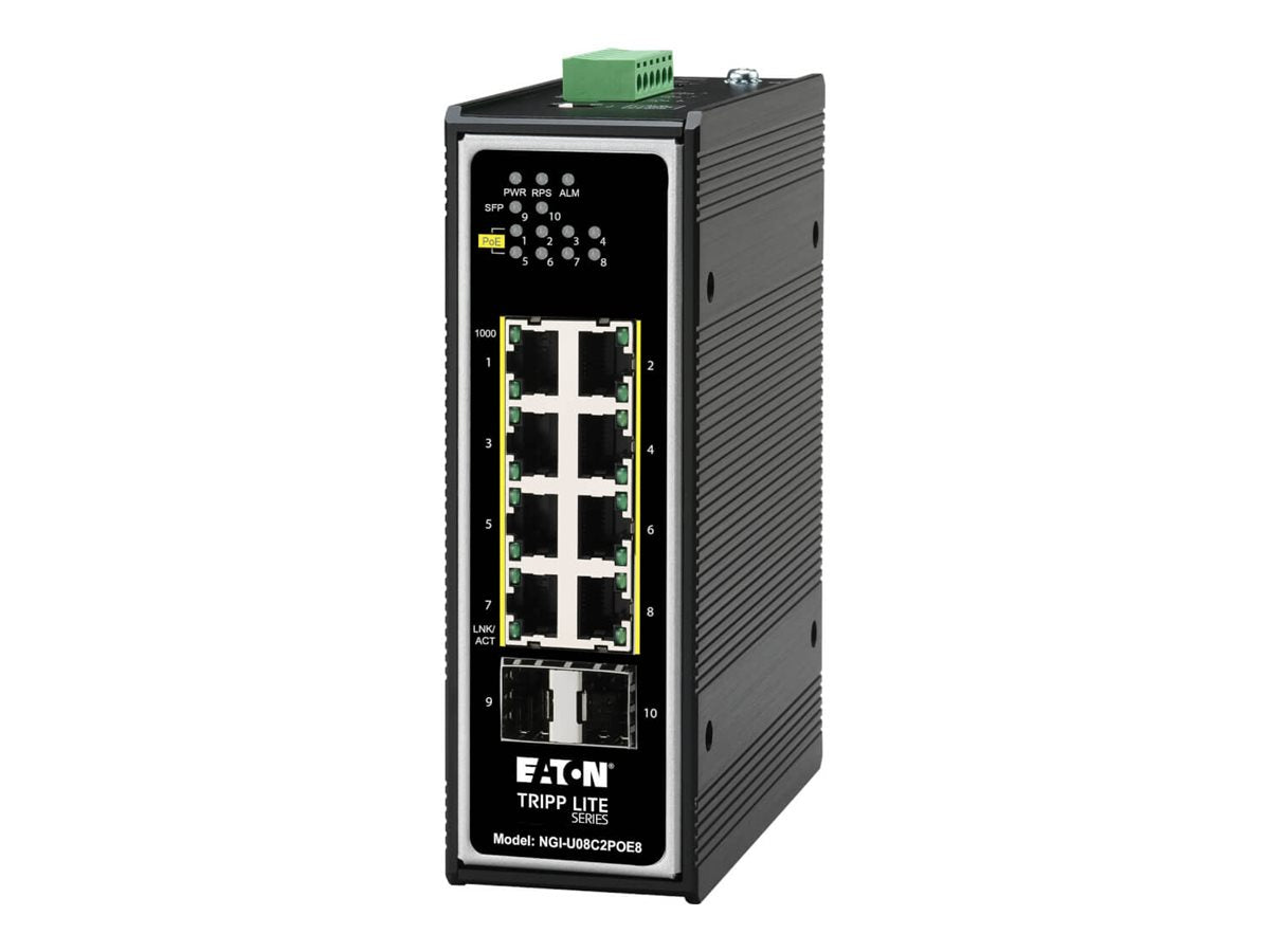 EATON TRIPPLITE 8-Port Unmanaged Industrial Gigabit Ethernet Switch - 10/100/1000mbps -40 to 75 C DIN Mount