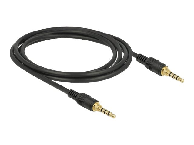 DELOCK Klinkenkabel 3,5 mm 4 Pin Stecker 2 m schwarz - Vorderansicht