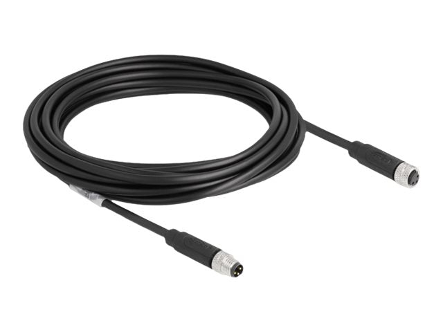 DELOCK M8 3 Pin Kabel A-kodiert Stecker zu Buchse PUR TPU 5m - Vorderansicht