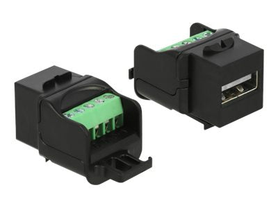 DELOCK Keystone Modul USB 2.0 A Buchse zu Terminalblock schwarz - Detailansicht