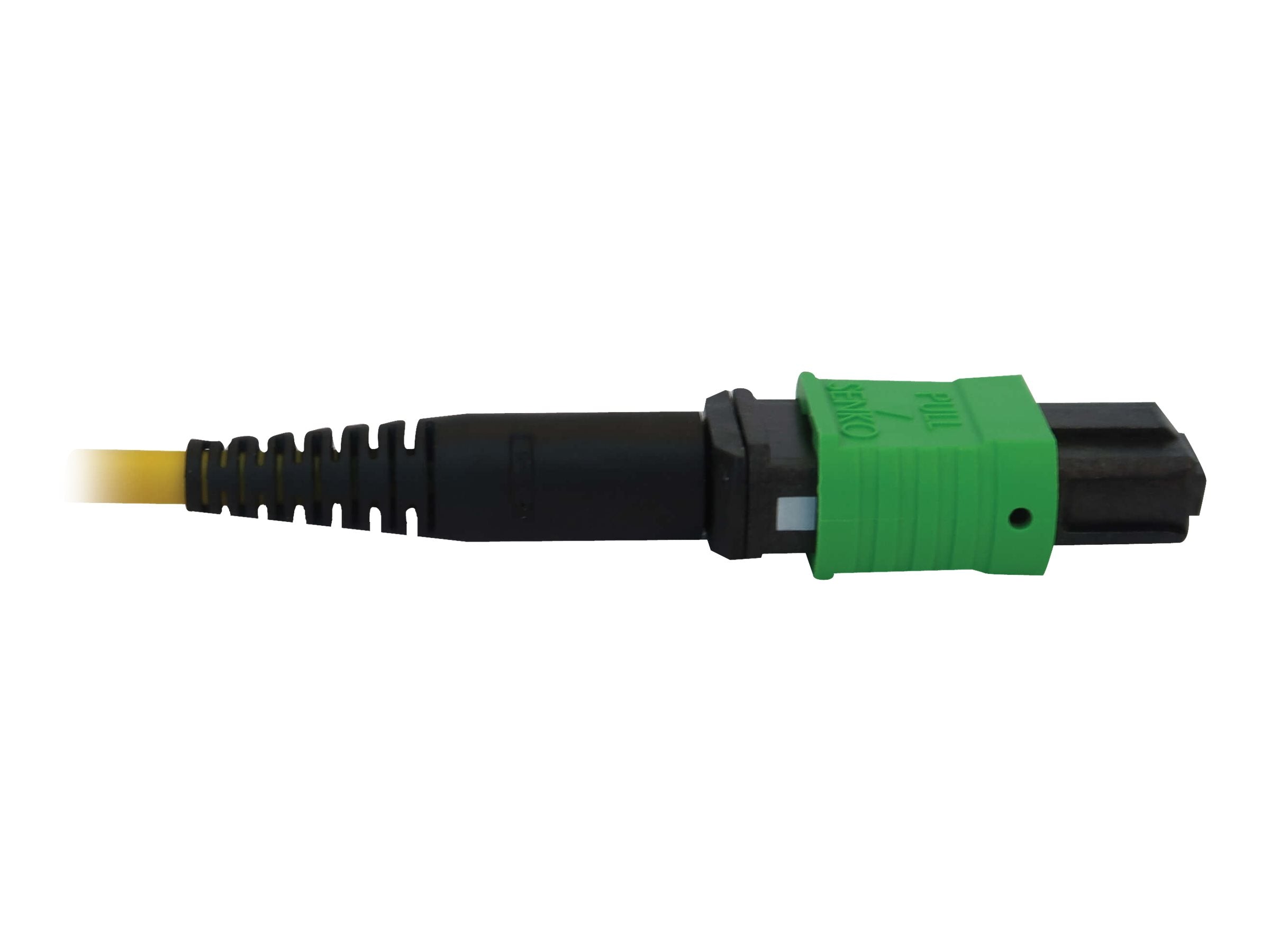 EATON TRIPPLITE 400G Singlemode 9/125 OS2 Switchable Fiber Optic Cable 12F MTP/MPO-APC to 4x Duplex LC/UPC F/M Yellow 3m