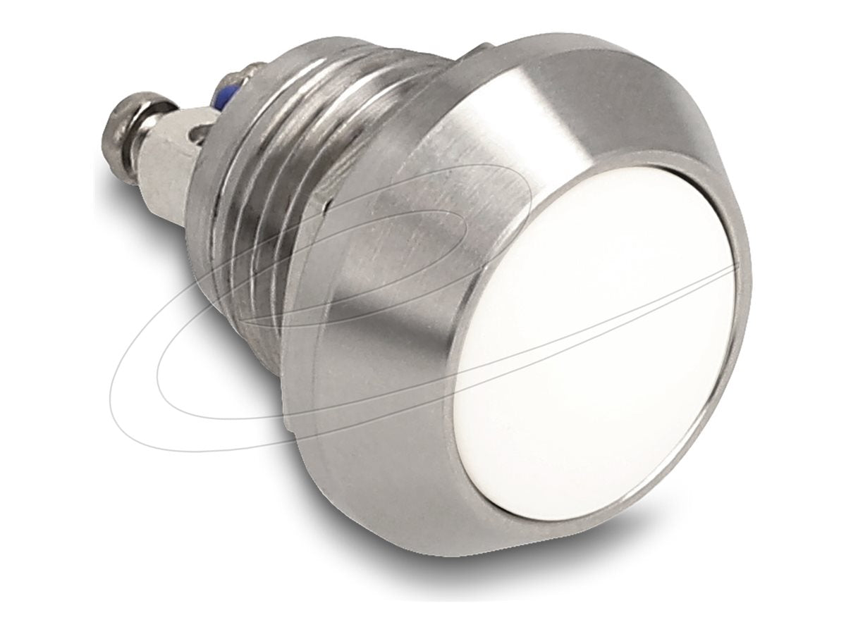 DELOCK Drucktaster zum Einbau 12mm 2 x Schraubklemme weiss