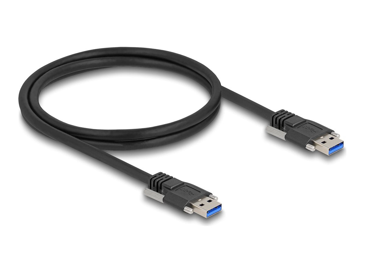 DELOCK USB 5 Gbps Kabel Typ-A Stecker zu Typ-A Stecker mit Schraubenabstand 19mm / M3 Schrauben 1m schwarz