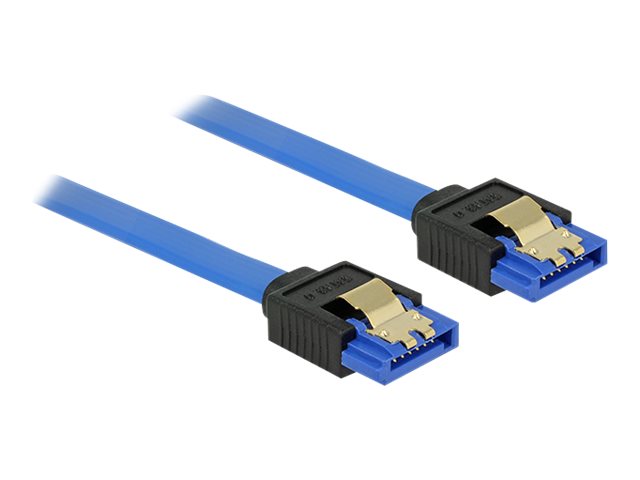 DELOCK Kabel SATA 6 Gb/s Buchse gerade 10cm blau mit Goldclips - Vorderansicht