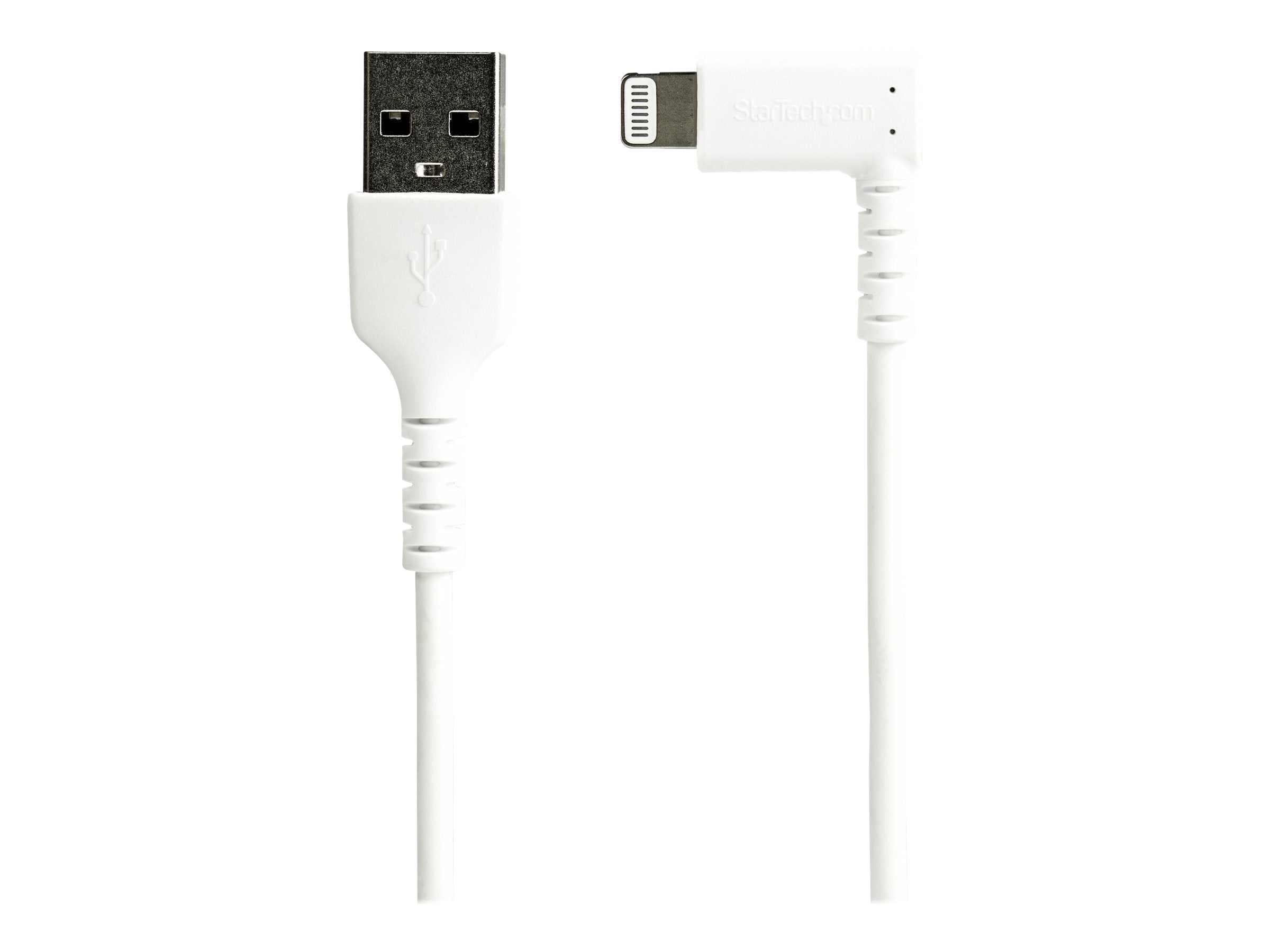 STARTECH.COM 1m / 3.3ft Angled Lightning to USB Cable - Heavy Duty MFI Certified Lightning Cable - White - USB to Lightning