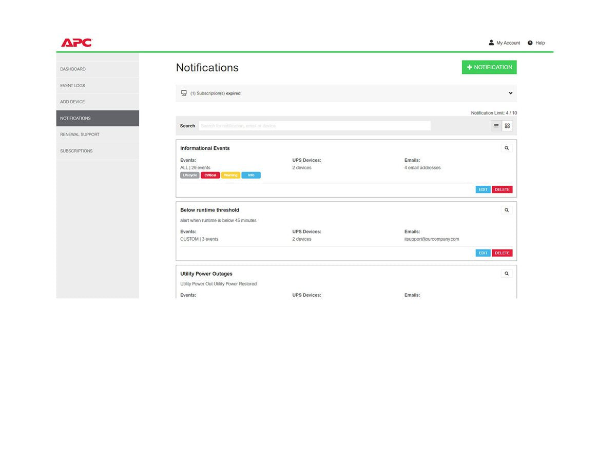 APC 1-UPS Standard 1Y Plan Smart Connect Anwendung