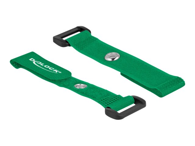 DELOCK Klett-Kabelbinder mit Schlaufe und Befestigungsöse L 150 x B 20mm grün 5 Stück