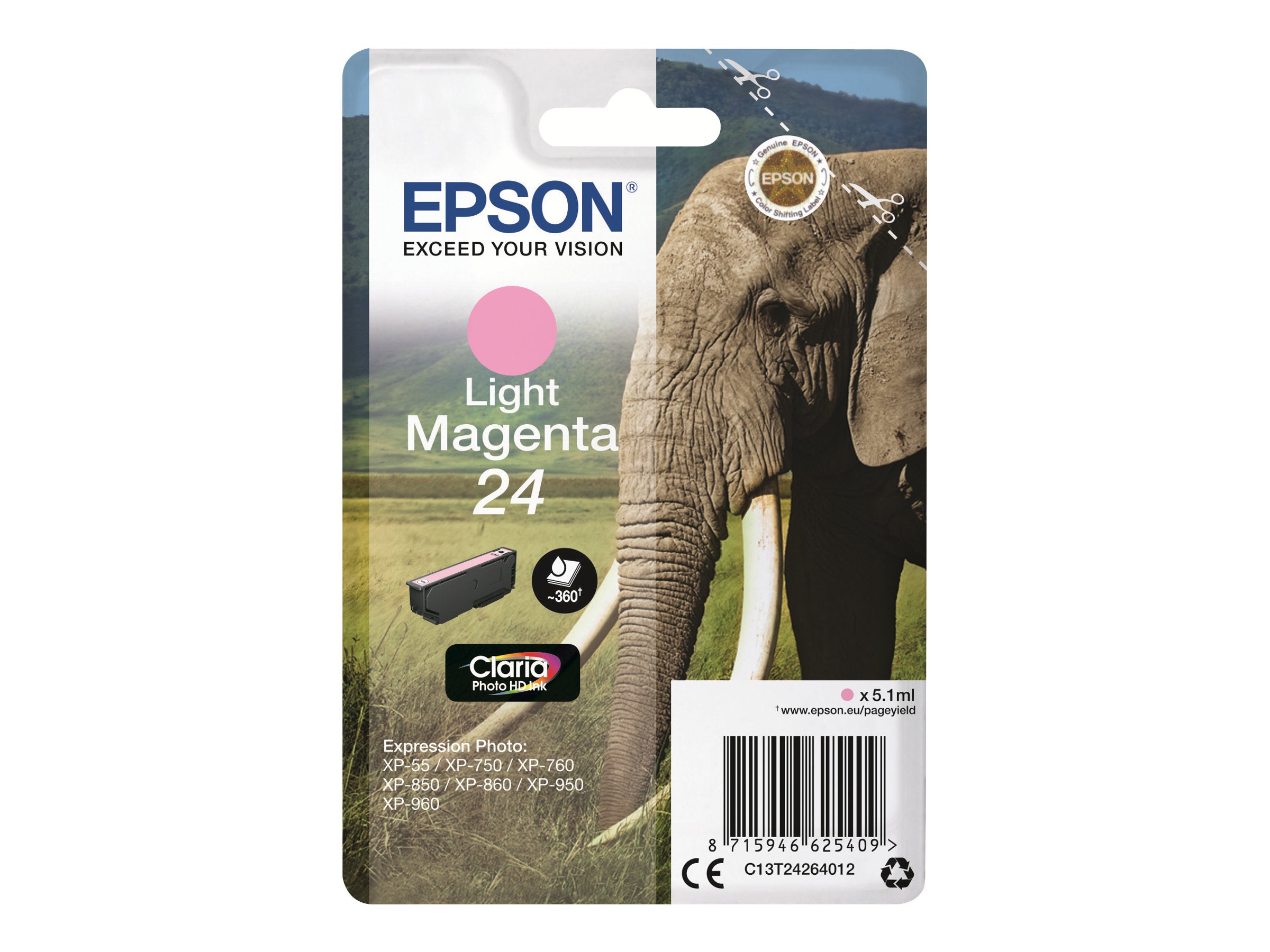 EPSON 1LB 24 Tintenpatrone hellmagenta Vorderansicht
