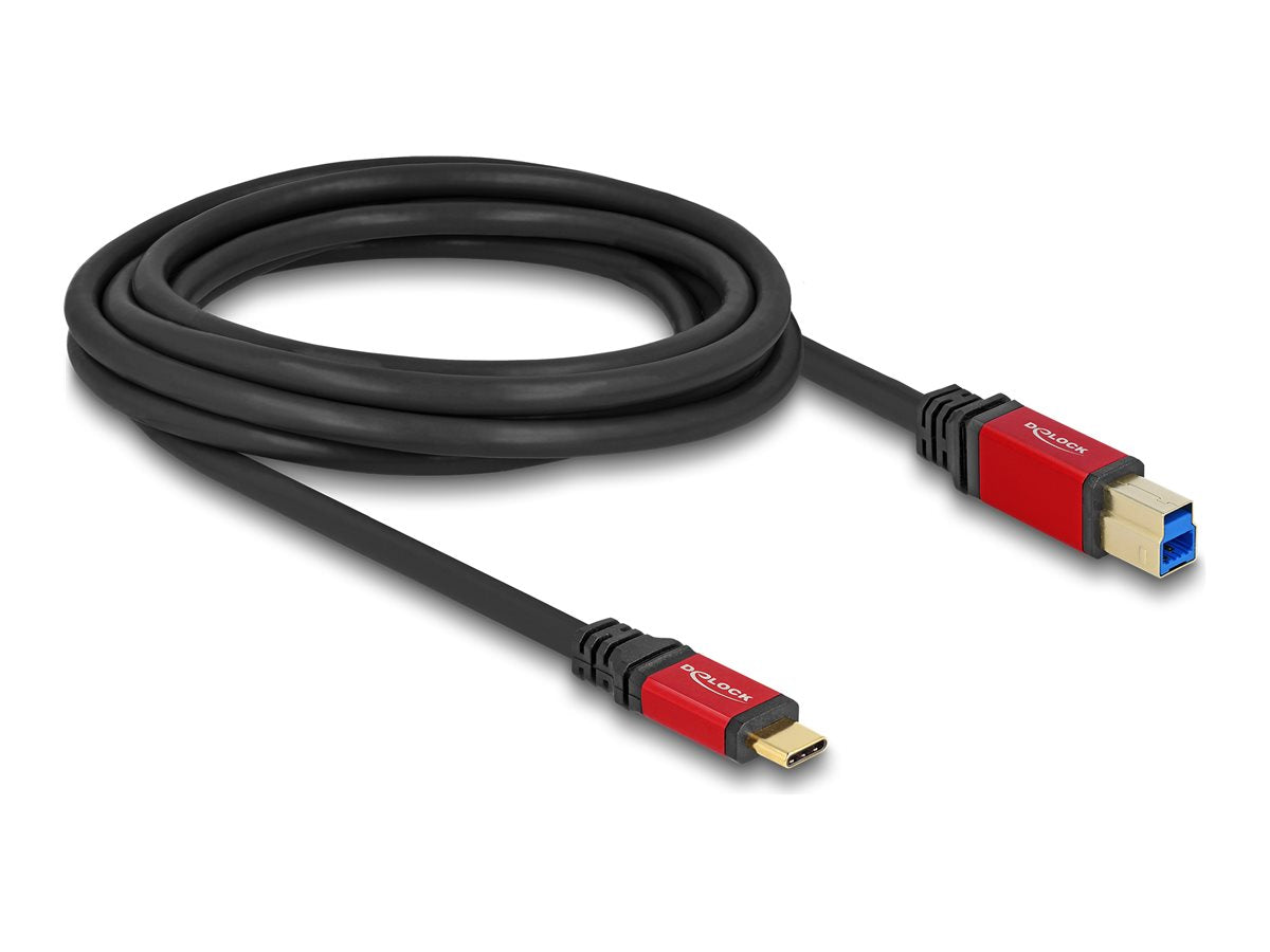 DELOCK USB 5 Gbps Kabel USB Type-C Stecker zu USB Typ-B Stecker 3m rot Metall - Vorderansicht