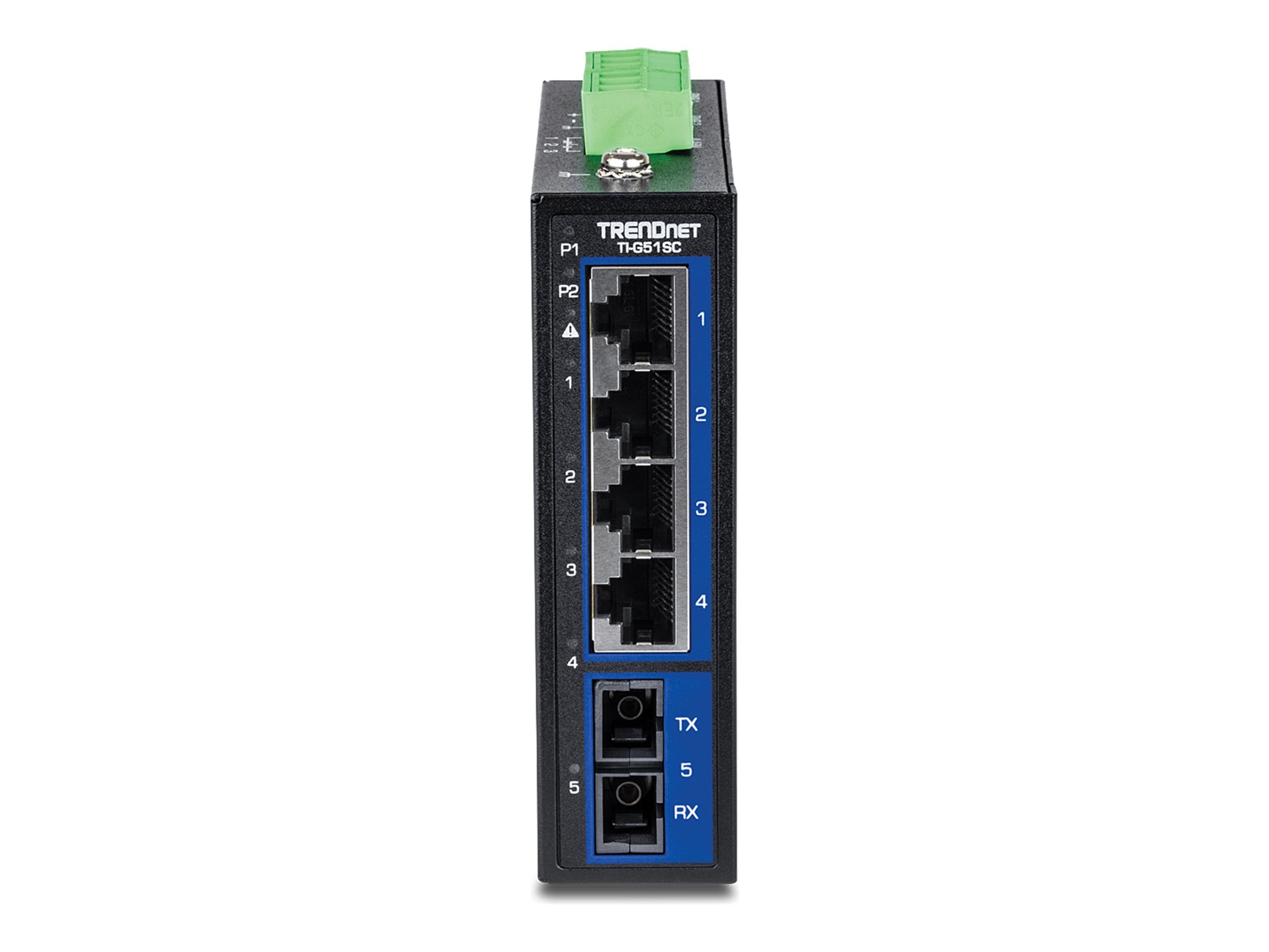 TRENDNET TI-G51SC 5-Port Gigabit Switch Industrial DIN-Rail Vorderansicht