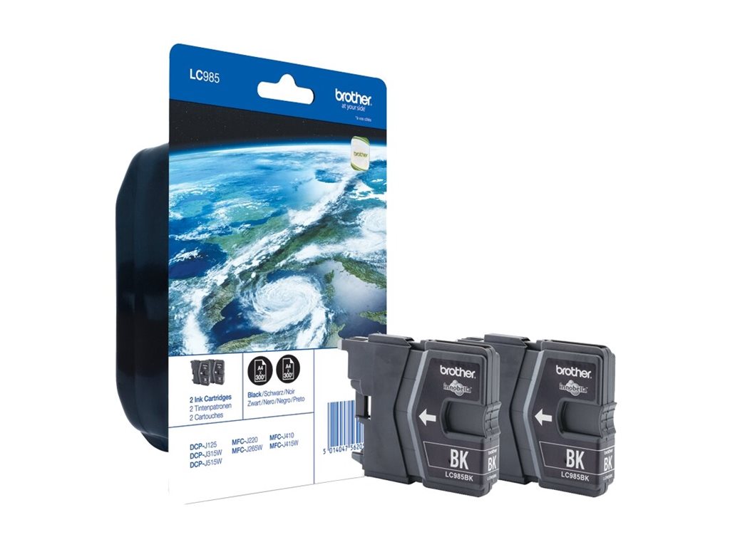 BROTHER LC-985 Tintenpatrone schwarz 2er-Pack - Vorderansicht